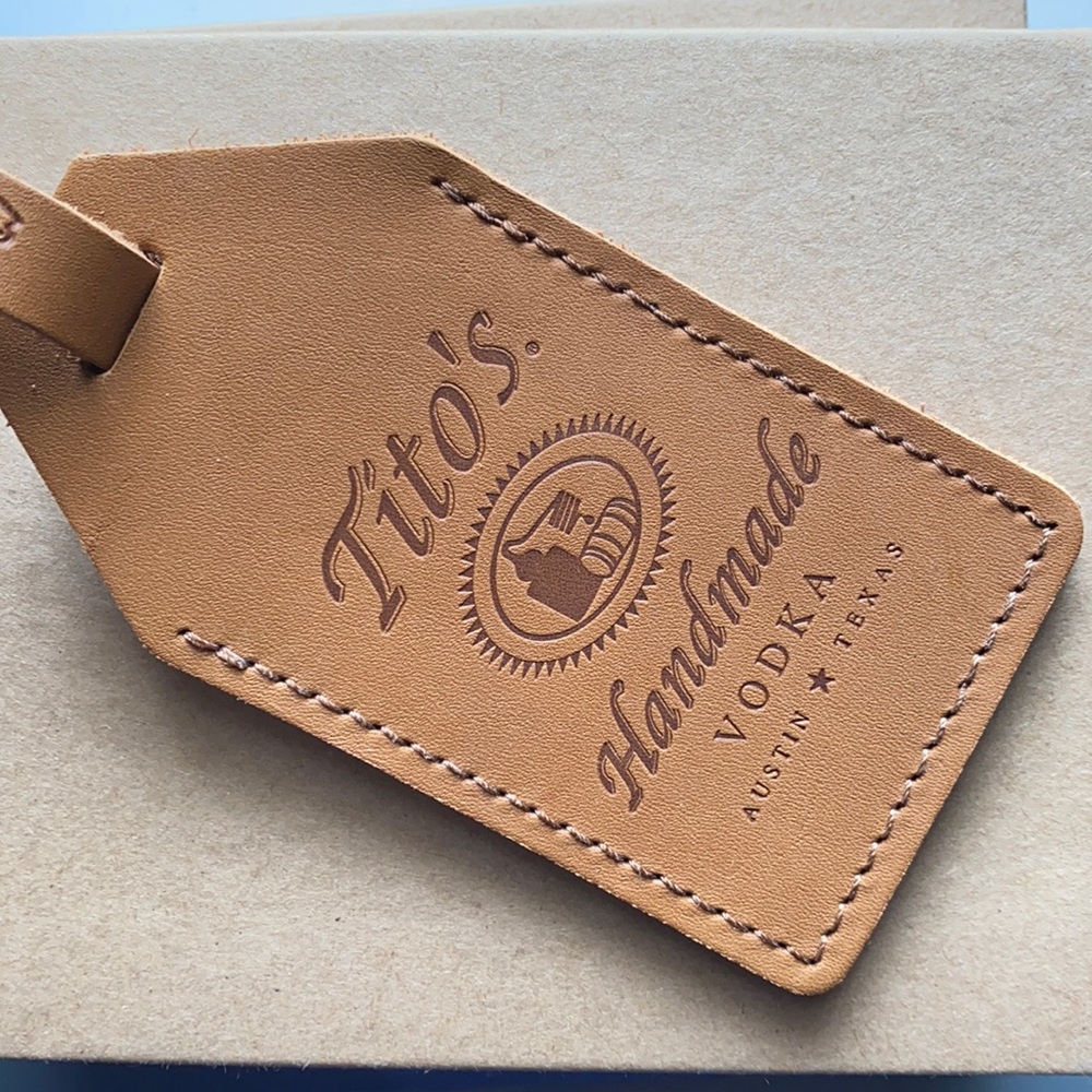 Tito’s leather luggage tag